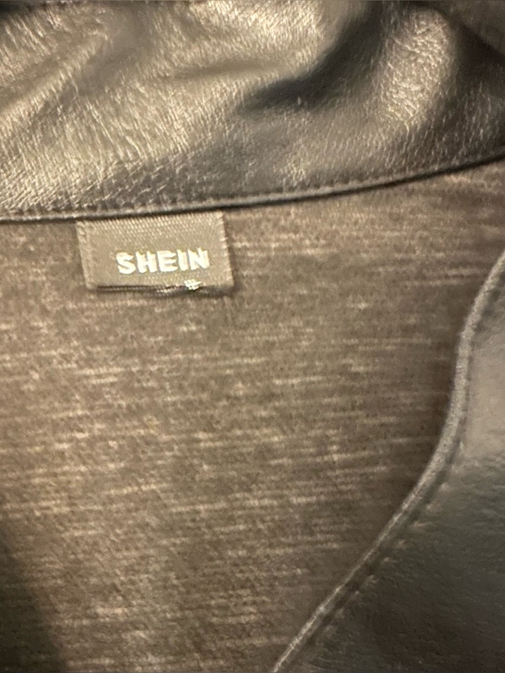 SHEIN XL 0X Black Faux Vegan Leather Zip Jacket Ruffles On Shoulders - Picture 8 of 14
